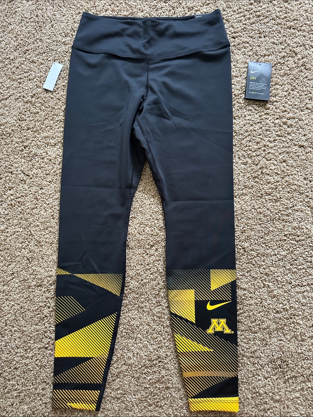 Nike Black Leggings with Yellow Geometric Accents